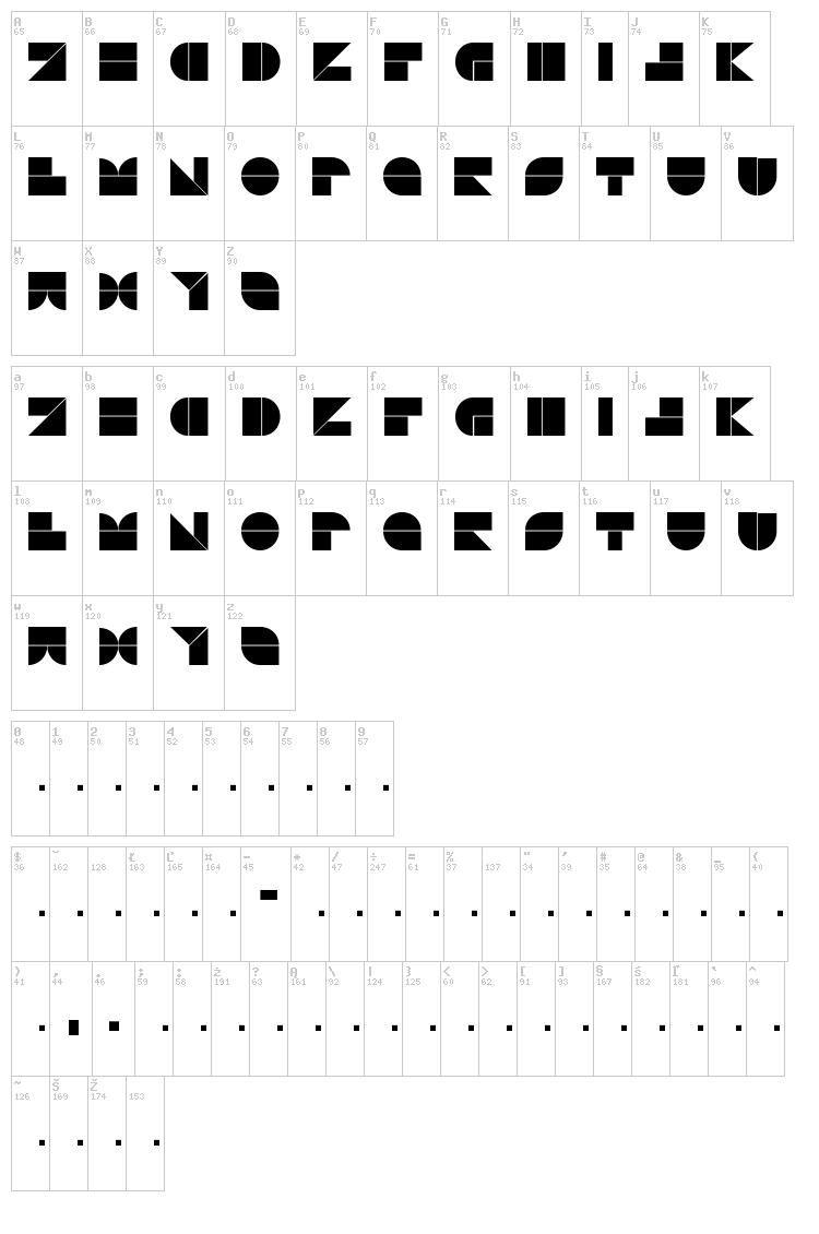 Drebiek font map